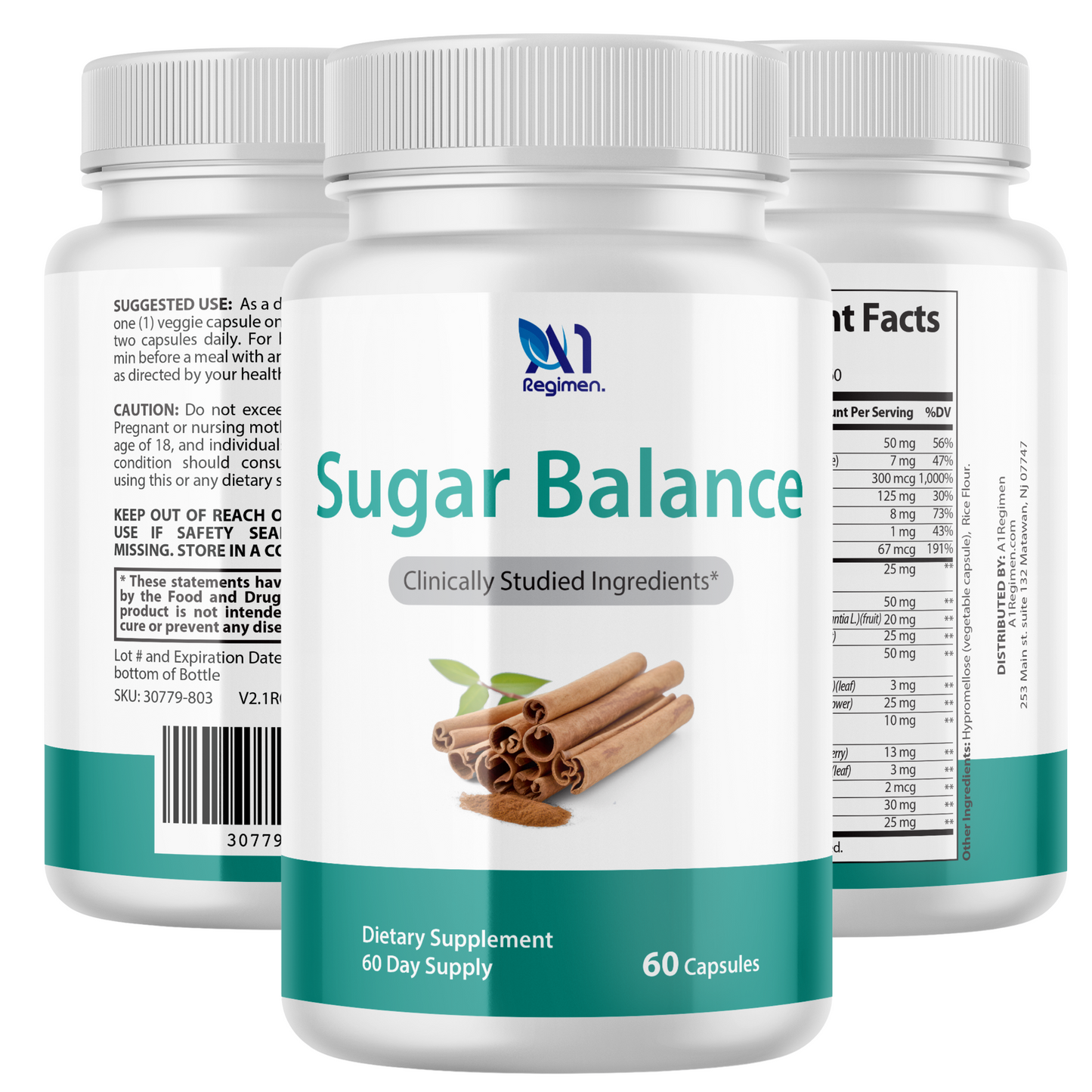 2 BOTTLES Sugar Balance Advanced Formula All Natural Blood Sugar Support Supplement 120 Caps