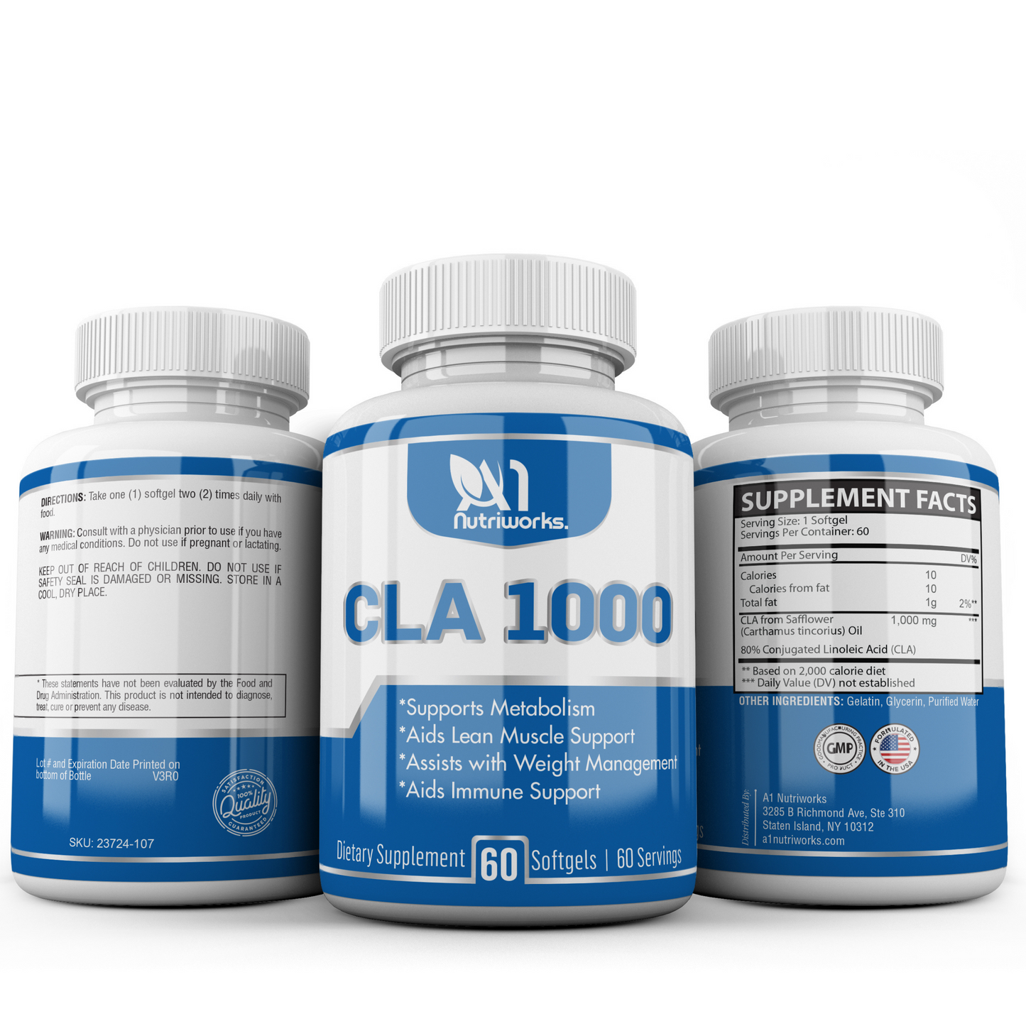 CLA 1000, Conjugated Linoleic Acid, Weight Loss Supplement, Metabolism Support, Stimulant-Free 2 Month Supply