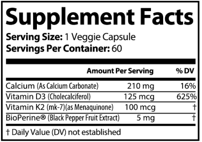 Vitamin D3 + K2 With Bioperine and Calcium