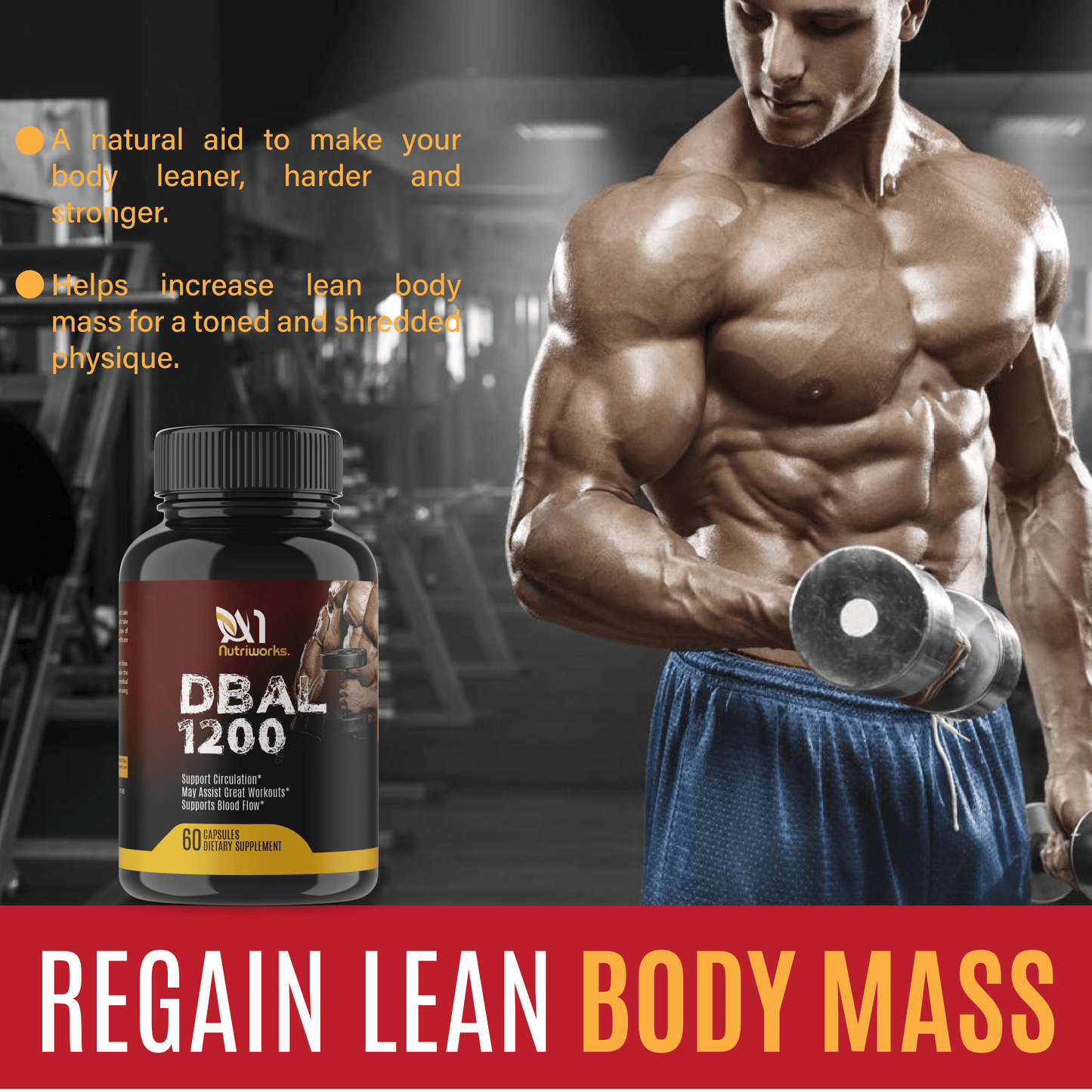 DBal 1200 Muscle Builder - Muscle & Testosterone  Performance Supplement for Muscle Growth and Strength