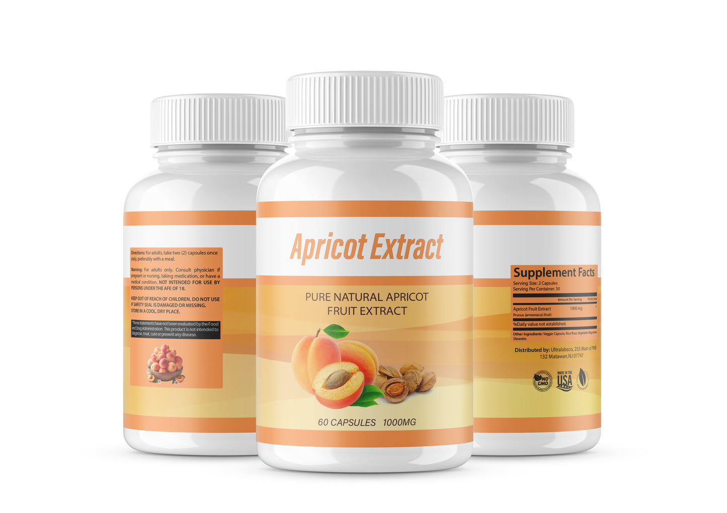 2 Bottle Supply Natural Apricot Extract b17 Pure Organic 1000mg