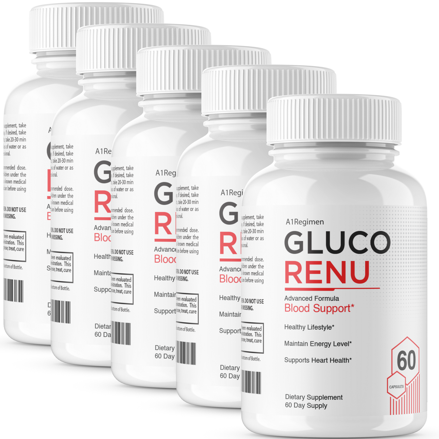 (5 Pack) Gluco Renu -  Blood Health Support Gluco Optimizer