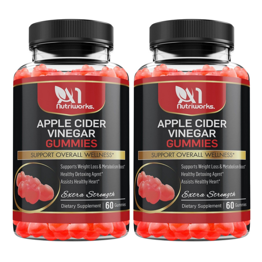 2 Bottles Apple Cider Vinegar Gummies Maximum Strength Energy Boost & Gut Health-Supports Digestion, Detox & Cleansing