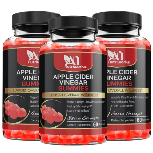 3 Bottles Apple Cider Vinegar Gummies Maximum Strength Energy Boost & Gut Health-Supports Digestion, Detox & Cleansing