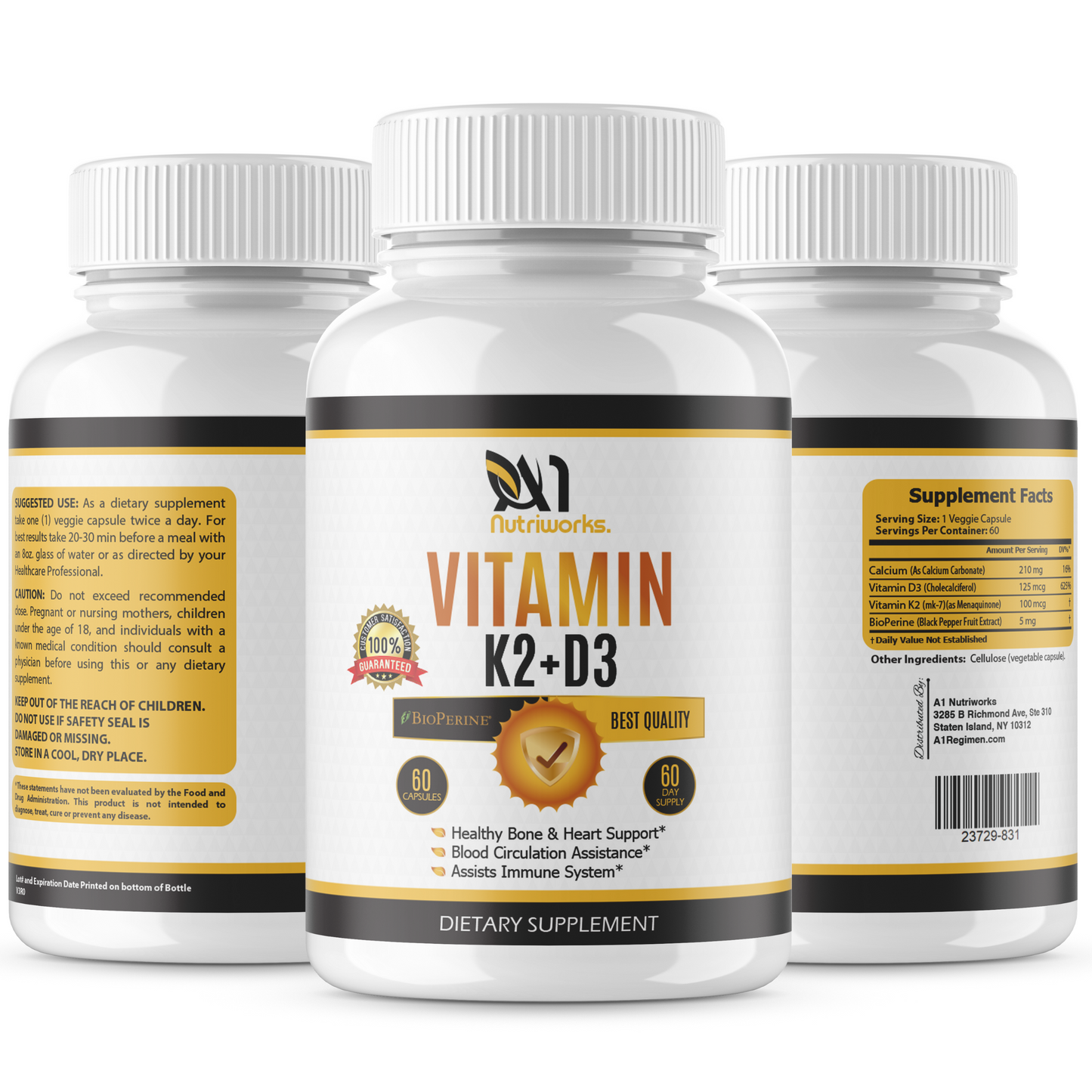 Vitamin D3 + K2 With Bioperine and Calcium