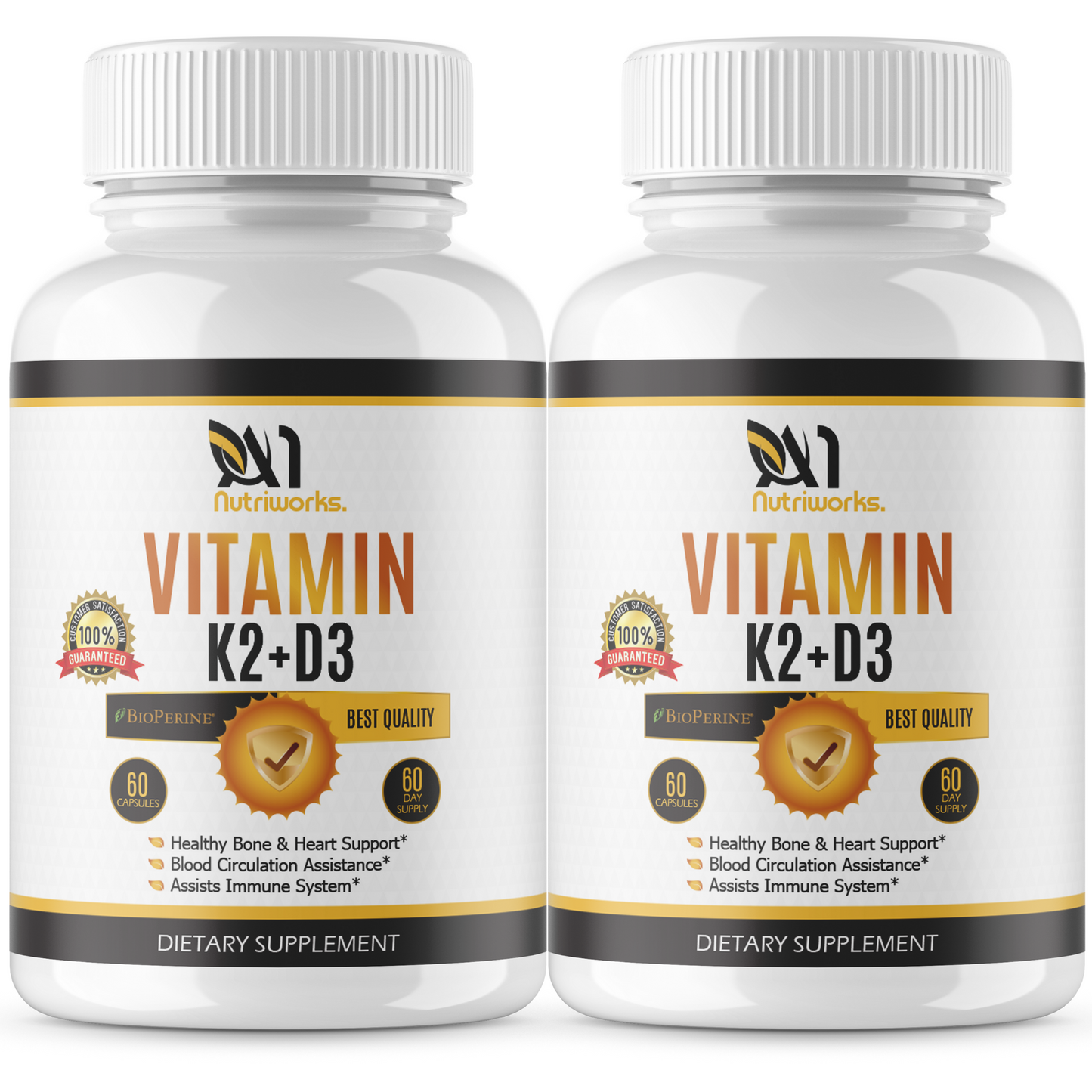 Vitamin D3 + K2 With Bioperine and Calcium 2 Month Supply