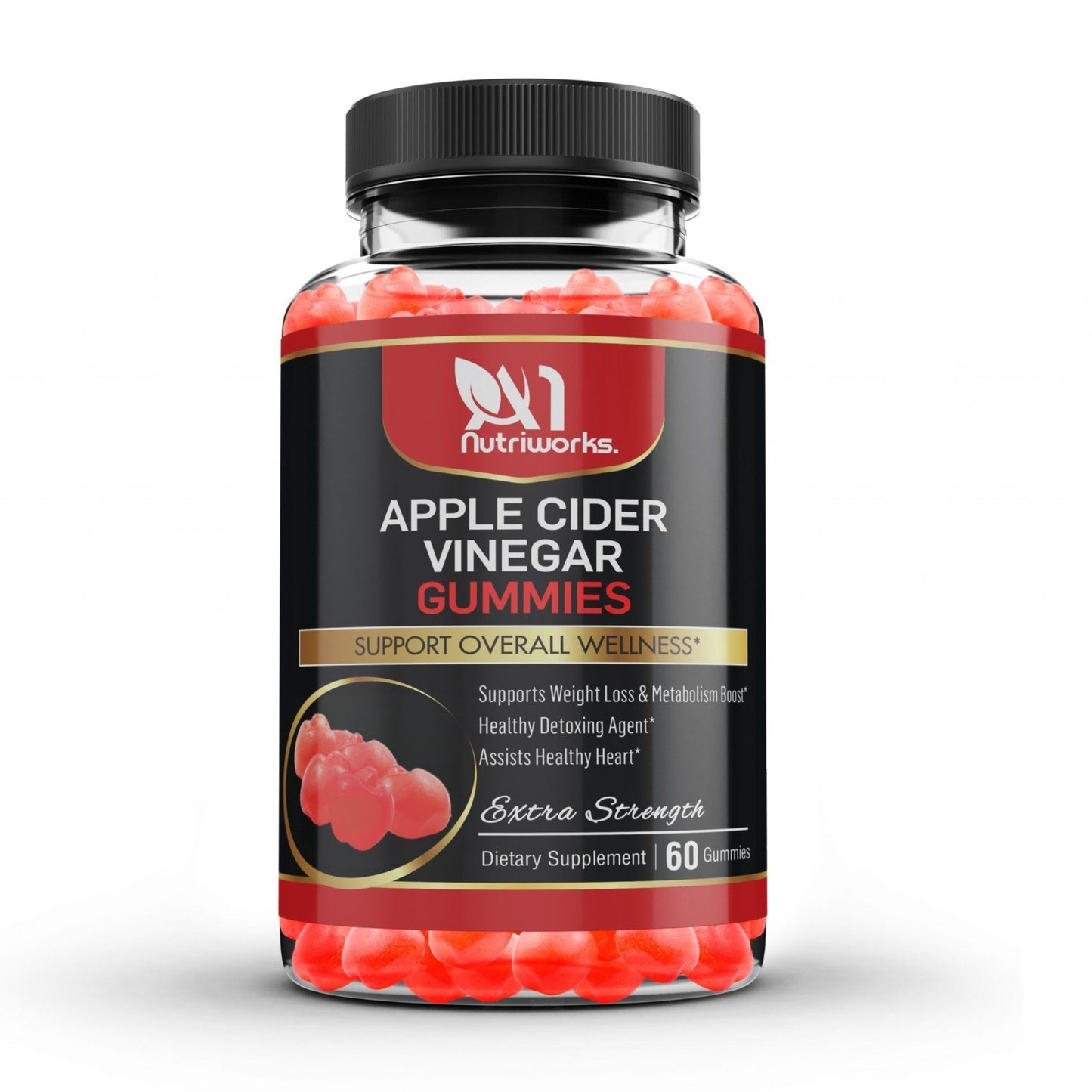 3 Bottles Apple Cider Vinegar Gummies Maximum Strength Energy Boost & Gut Health-Supports Digestion, Detox & Cleansing