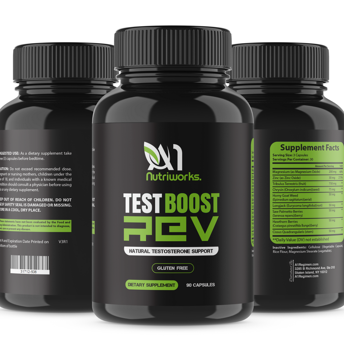 Test Boost Max REV -  Maximum Performance Formula, Support Muscle and Strength - 1 Month Supply