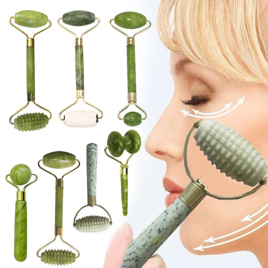 Facial Massage Roller Double Heads Jade Stone Face Lift Hands Body Skin Relaxation Slimming Beauty Health Skin Care Tools